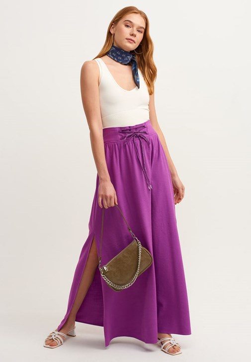 Purple Lace-up Maxi Skirt 