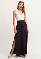 Women Black Lace-up Maxi Skirt