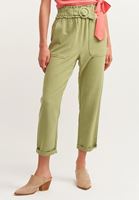 Bayan Yeşil Kemer Detaylı Pantolon
