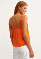 Women Orange Embroidered Romantic Blouse