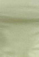 Bayan Yeşil Biye Detaylı V Yaka Crop Tişört