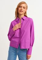Women Purple Cotton Crop Poplin Shirt