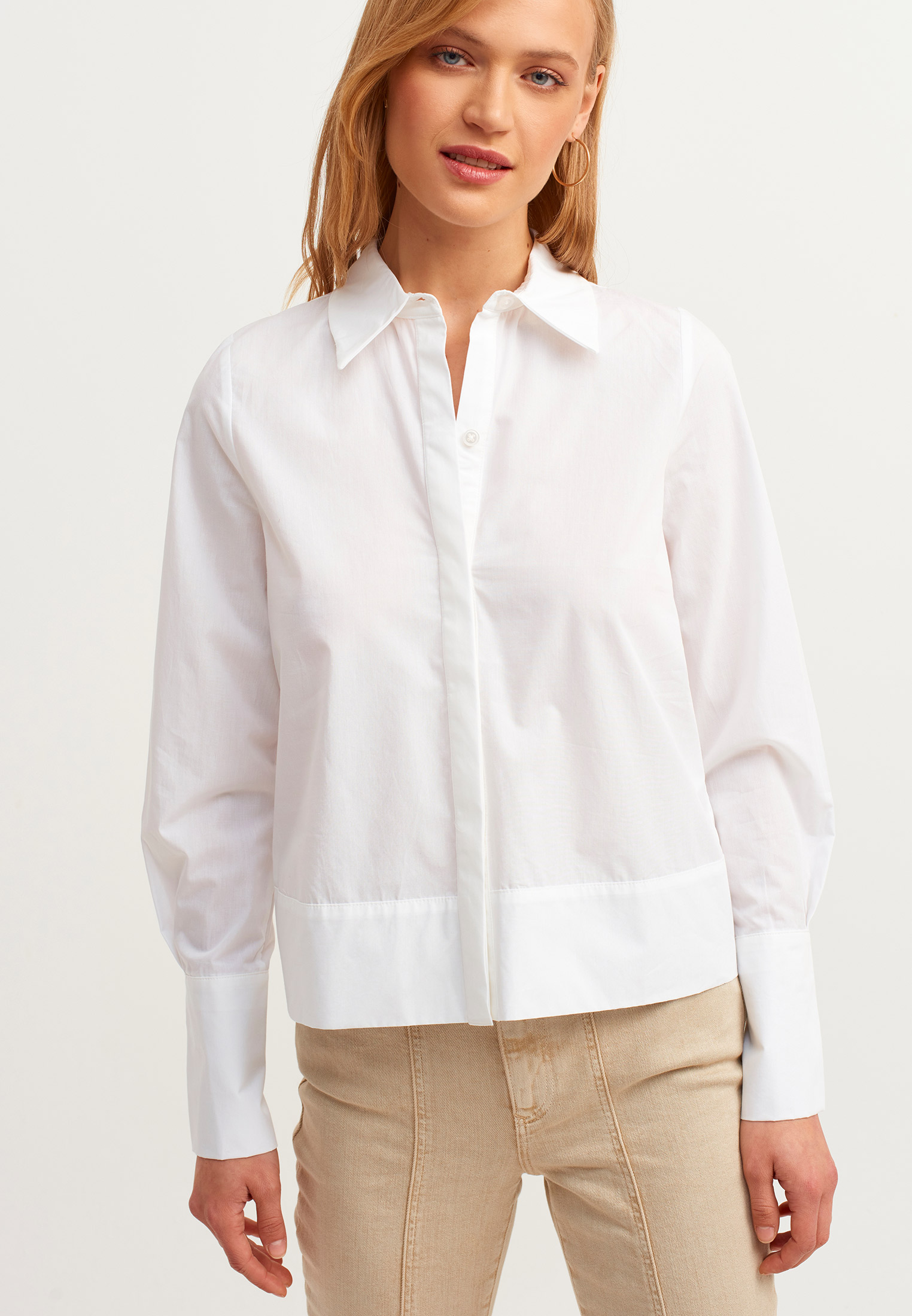 Women White Cotton Crop Poplin Shirt
