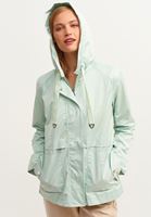Women Green Hooded Casual Raincoat with Pocket Detail
