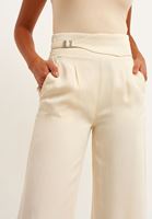 Women Beige Loose Pants With Belt Detail (TENCEL™ )