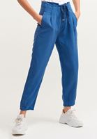 Women Navy Slouchy Pants With Sash Detail (TENCEL™ )