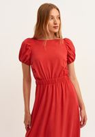 Bayan Kırmızı Cut-Out Detaylı Maxi Elbise ( TENCEL™ )