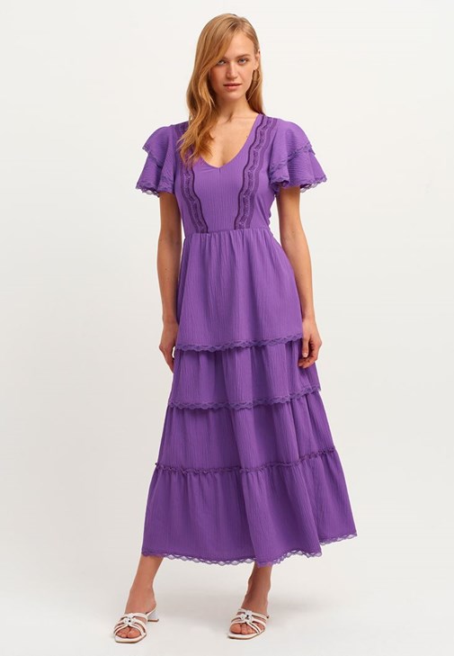 Purple Ruffled Maxi Dress 