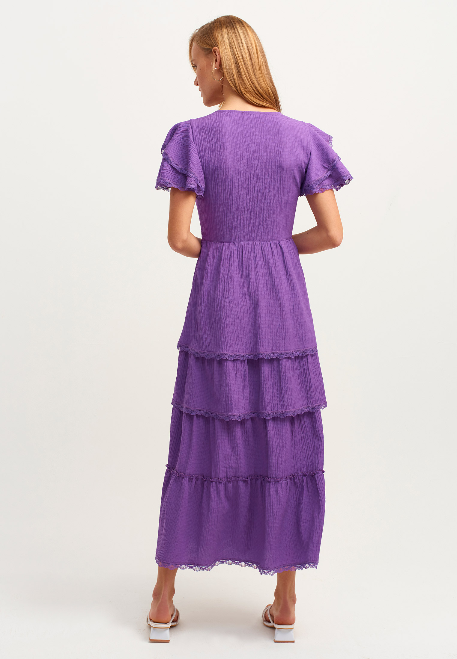 Women Purple Ruffled Maxi Dress