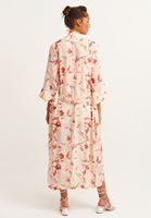 Bayan Çok Renkli Floral Desenli Maxi Kimono