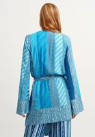 Women Mixed Patterned Belted Kimono