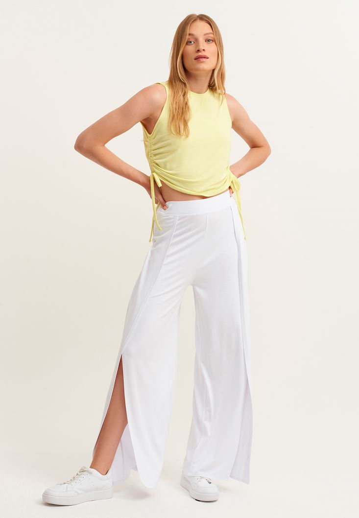 Wide Leg Pants With Slit Detail