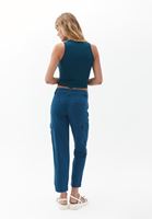 Women Blue Low Rise Cargo Pants