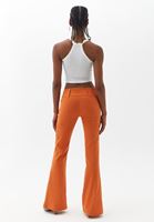 Women Orange Low Cut Pants with Cargo Pockets