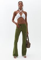 Women Green Low Cut Pants with Cargo Pockets