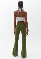 Women Green Low Cut Pants with Cargo Pockets