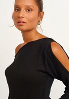 Women Black Knitwear with Cutout Detail