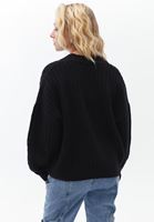 Women Black Knitwear Cardigan with Buttons