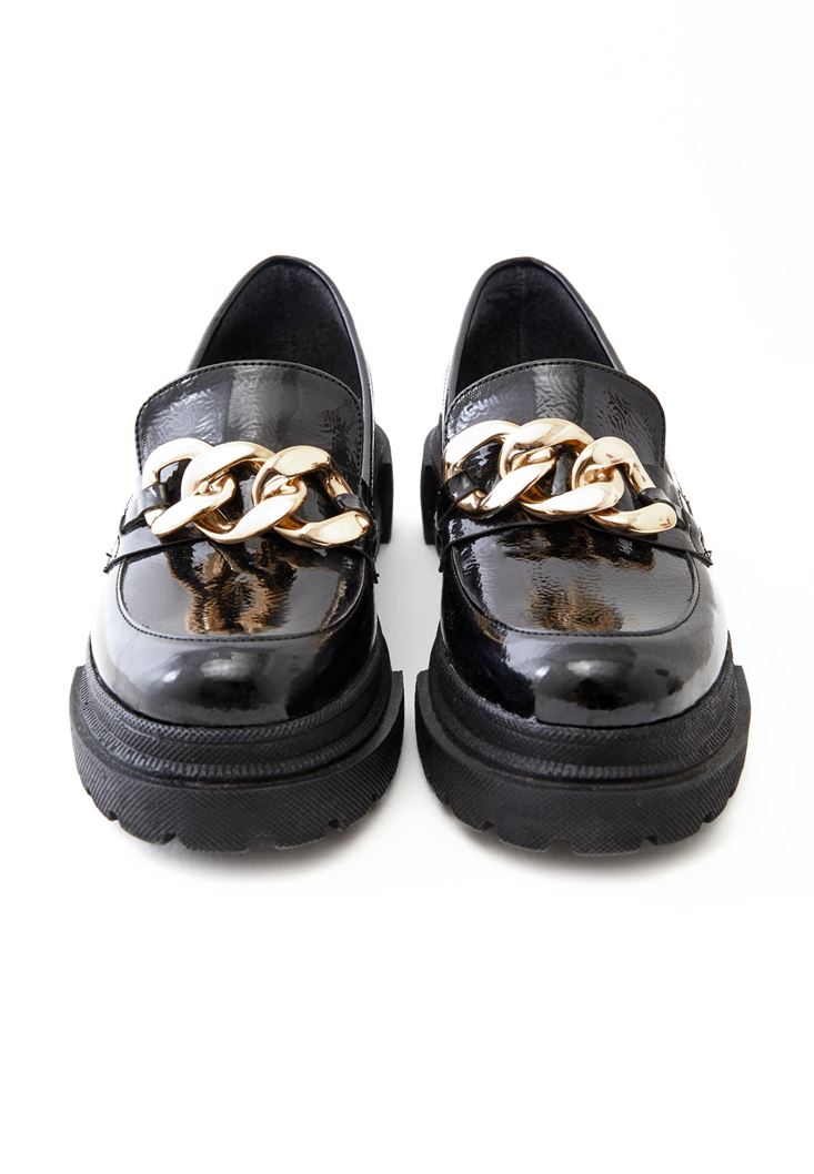 Bayan Siyah Vegan Deri Loafer Ayakkabı 