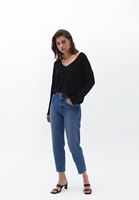 Women Black V-neck Knitwear