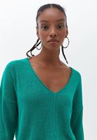 Women Green V-neck Knitwear