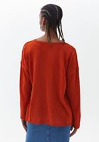 Women Orange V-neck Knitwear