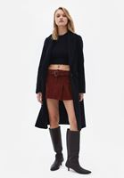 Women Bordeaux Low Rise Cord Velvet Skirt