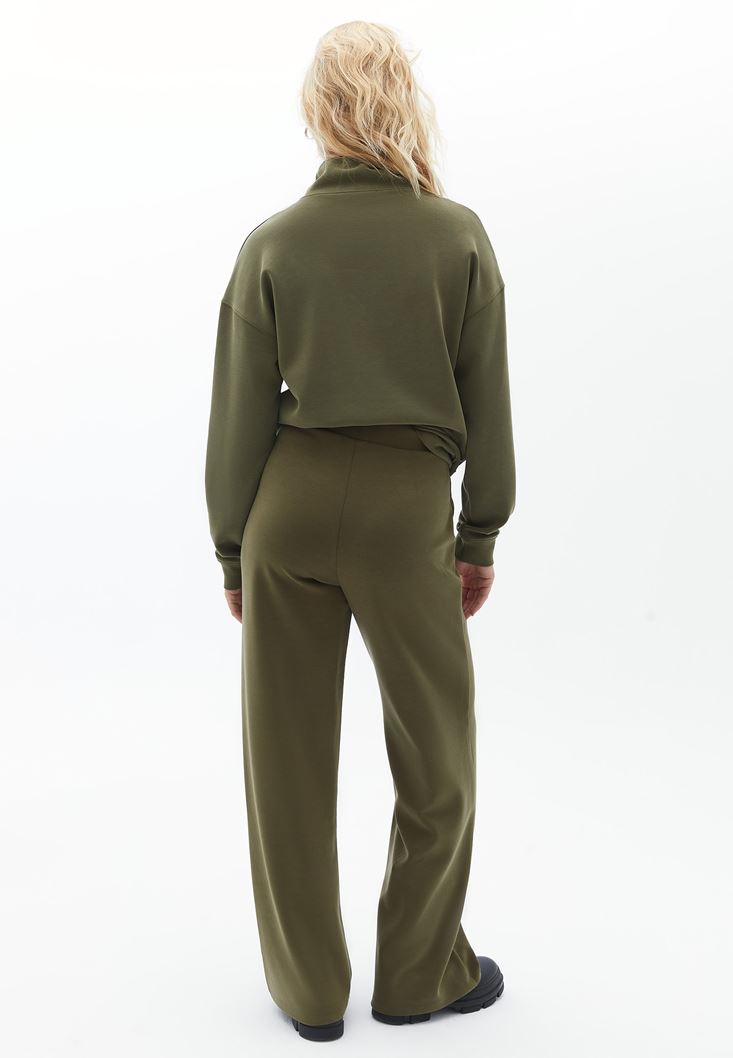 Bayan Yeşil Yumuşak Dokulu Straight Pantolon ( MODAL )