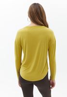 Bayan Sarı Uzun Kollu Loose-Fit Tişört