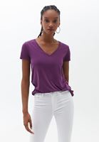 Women Purple Soft Touch V-neck Tshirt