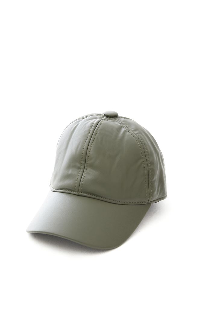 Bayan Yeşil Vegan Deri Şapka