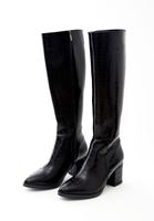 Women Black Vegan Leather Long Boots