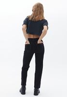 Bayan Siyah Straight-Fit Denim Pantolon