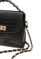 Women Black Crocodile Bag with Chain Detail