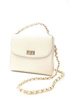 Women Beige Crocodile Bag with Chain Detail