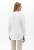 Women Cream V-Neck Tshirt with Long Sleeves