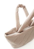 Women Beige Quilted Tote Bag