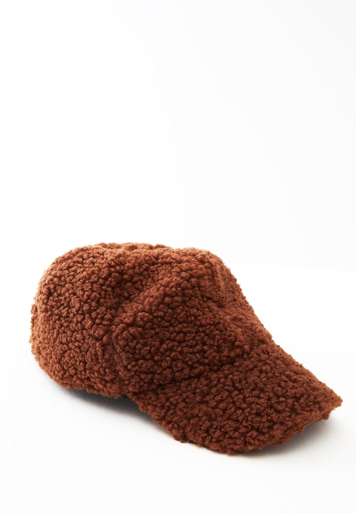 Bayan Kahverengi Peluş Cap Şapka