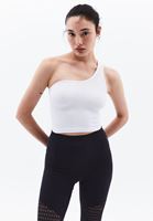 Women White Single Shoulder Singlet