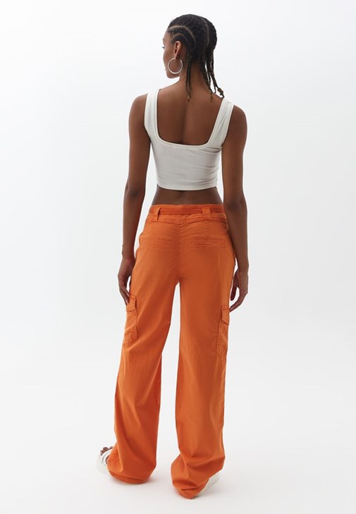Orange Cotton Mid Rise Pants Online Shopping OXXOSHOP, 58% OFF