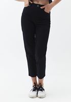 Bayan Siyah Ultra Yüksek Bel Mom-Fit Pantolon