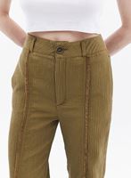 Bayan Yeşil Püskül Detaylı Wide-Leg Pantolon
