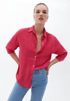 Bayan Pembe Oversize Cepli Gömlek