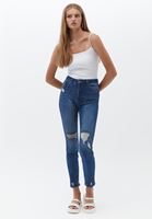 Bayan Mavi Ultra Yüksek Bel Slim-Fit Denim Pantolon