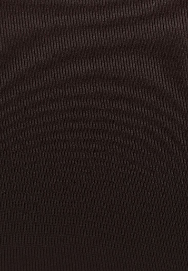 Bayan Kahverengi Düğme Detaylı Crop Bluz