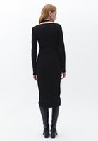 Bayan Siyah Cut-Out Detaylı Midi Elbise