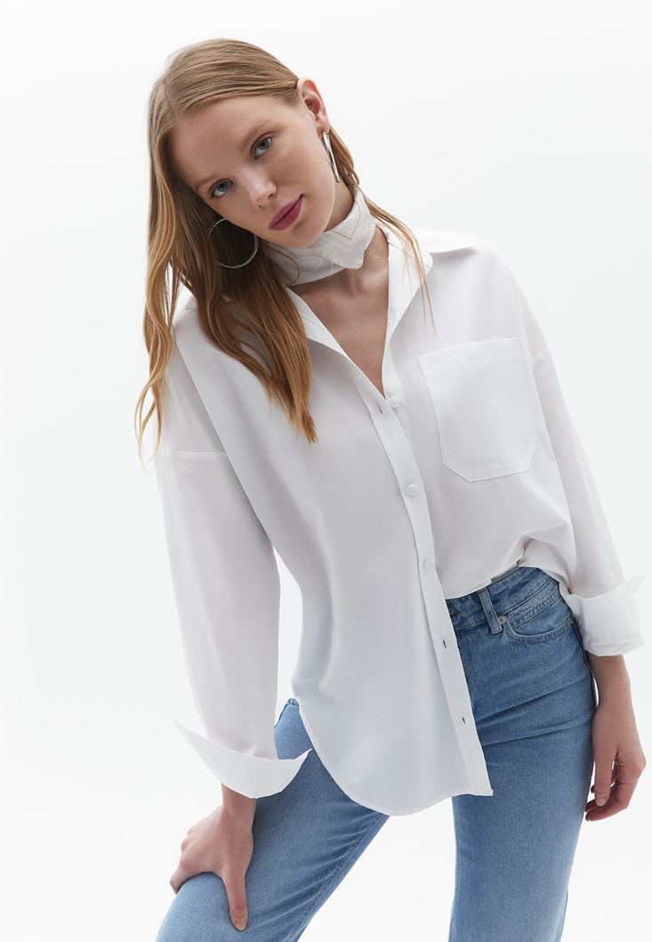 Women White Oversize Poplin Shirt