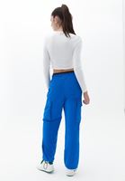 Women Blue High Rise Pants with Pocket Detail