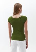 Women Green Cotton Stretchy Tshirt