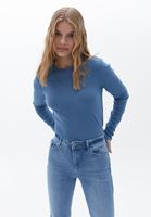 Bayan Mavi Pamuklu Uzun Kollu Tişört
